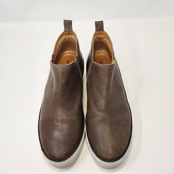 J Slides NYC Womens Mika Brown Leather Platform Slip On Sneakers Size 9 M Ankle - Picture 2 of 9